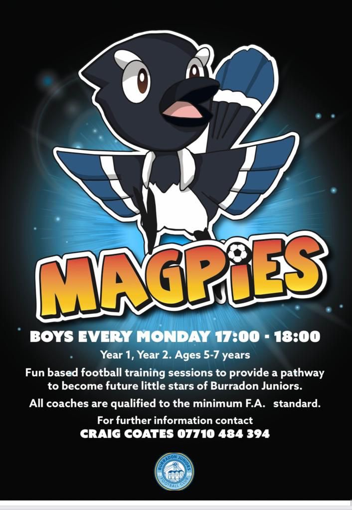 Magpies and Mini Magpies, a fantastic intro into the beautiful game ⚽️.
All contact details on flyers 🙋‍♂️⚽️.
RT😘