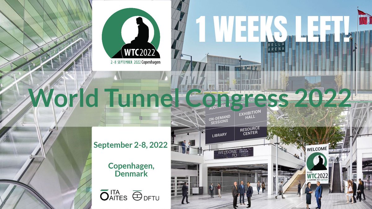 [SAVE THE DATE]
Just 1 week left till #WTC2022!
This year, the World Tunnel Congress is an hybride event. So you can choose how you attend. 
Register here for In-person or Virtual attendance:
wtc2022.dk/registration
#Copenhagen #sustainability  #DFTU #ITA_AITES