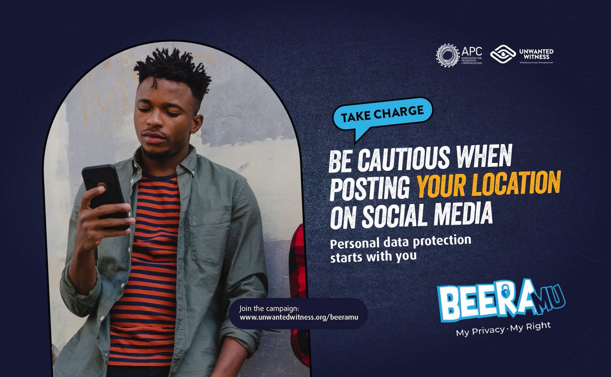UnwantedWitness's tweet photo. Take charge!
Keep your location details away from social media. Personal #DataProtection starts with you.
#TakeCharge #Beeramu #MyPrivacy #MyRight https://t.co/xGZobvH5bo