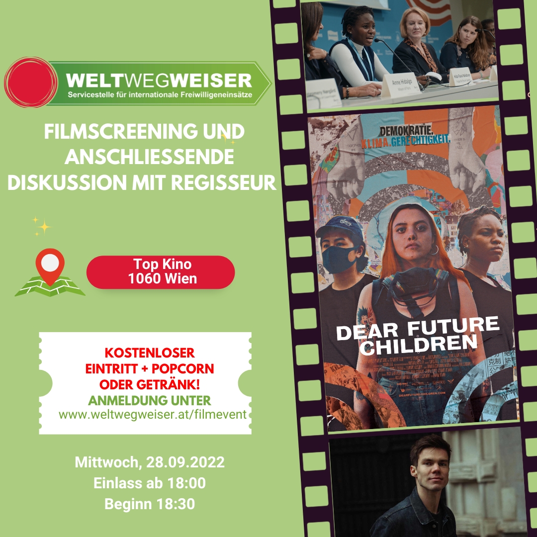 Zentrum_polis's tweet photo. Filmevent "Dear Future Children" mit anschließender Diskussion: 28.9.2022 im Top Kino Wien um 18.00 Uhr. Anmeldung bis 15.9.
https://t.co/0ytQPf8UKn
#Weltwegweiser https://t.co/R2QX3U9juD