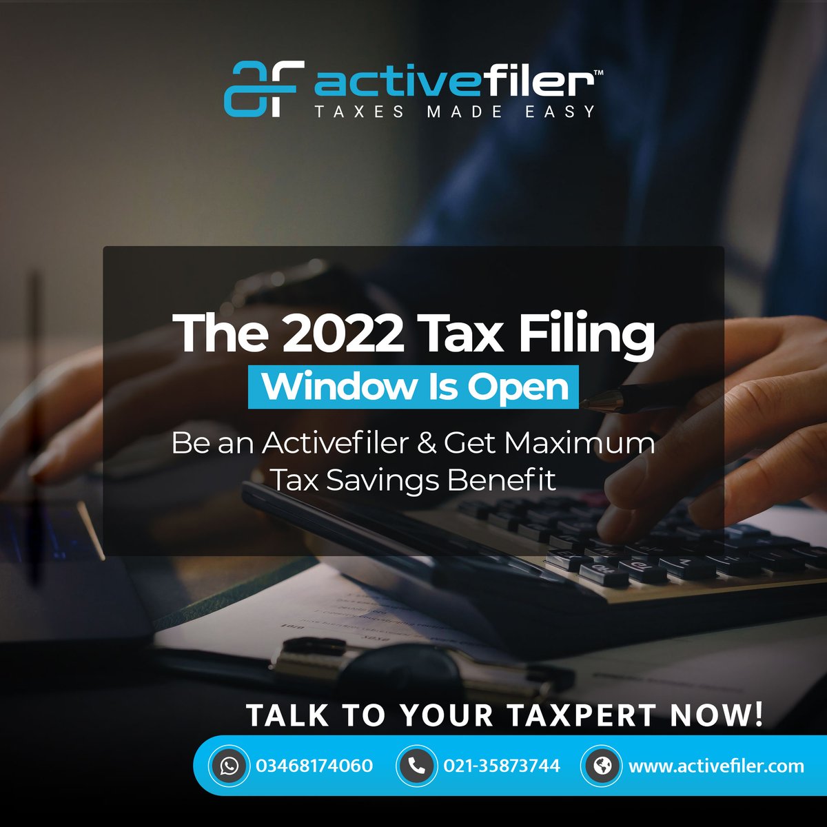 Active_Filer's tweet photo. The 2022 Tax Filing Window is Open.
File your tax return before it gets too late.

To Become an Active Filer Visit Now: https://t.co/VTBkt6eZR6 

#ActiveFiler #tax2022 #taxfiling #incometax #taxupdates #taxreturn #taxpakistan https://t.co/yyYjLeHeUw
