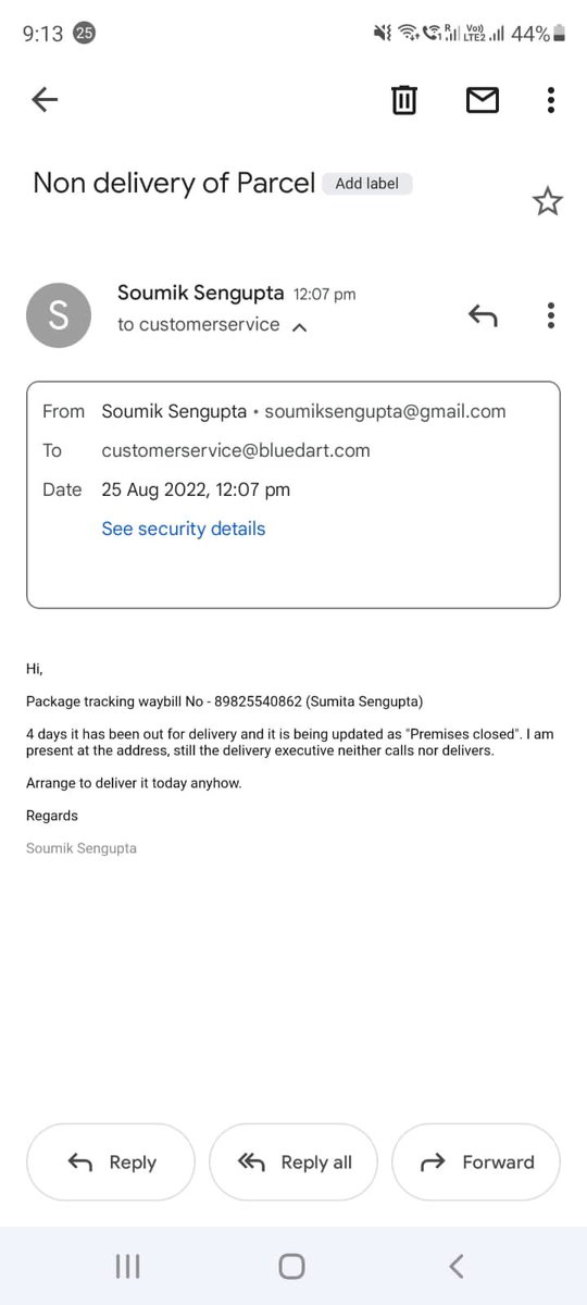 prithabose's tweet photo. Dear @BlueDart_ My Fastag from @Paytm seems to come to my doorstep everyday but going back because I am not at premises, while I am at home. No calls from the delivery partner and your support numbers dont seem to work at all. Please refer to the screenshots below, and help me. https://t.co/CQh74xA5vP