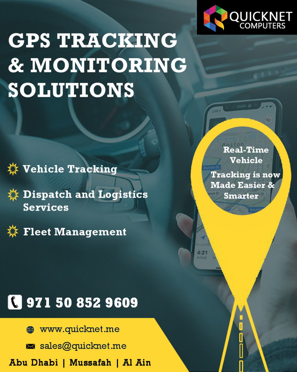 quicknet_me's tweet image. Quicknet Computers provide vehicle tracking system in abu dhabi. Contact Now : +971 50 852 9609 Website :quicknet.me #quicknetcomputers #quicknetabudhabi #quicknetsecuritysolutions #gpsservice #gpsdevice #quicknetsecuritysystems #servicesolution #gpstracker
