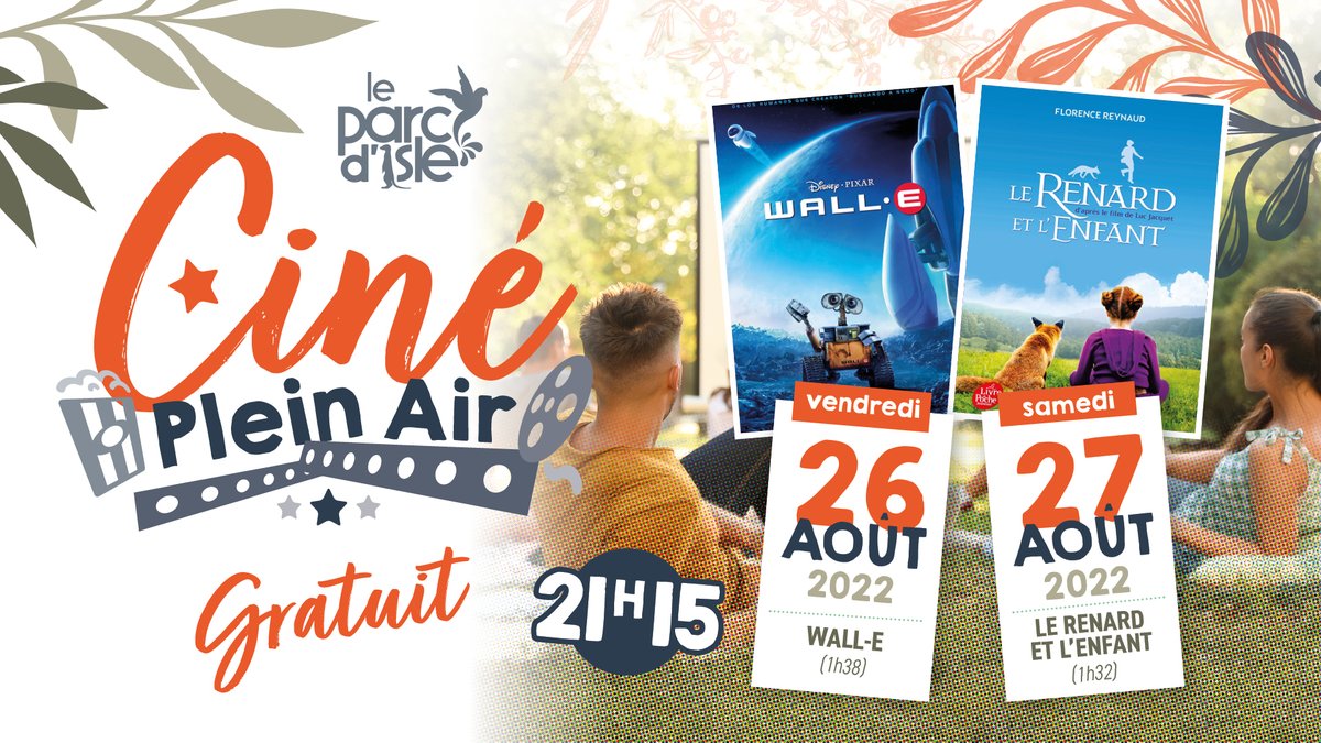 MacarezF's tweet photo. 🍿🎬 Le #ciné plein air fait son grand retour au #ParcdIsle les 26 et 27 août 👉 Au programme : 2 soirées ciné, entièrement gratuites, autour de la thématique nature. Foodtruck sur place. https://t.co/RV6FPRGLgD