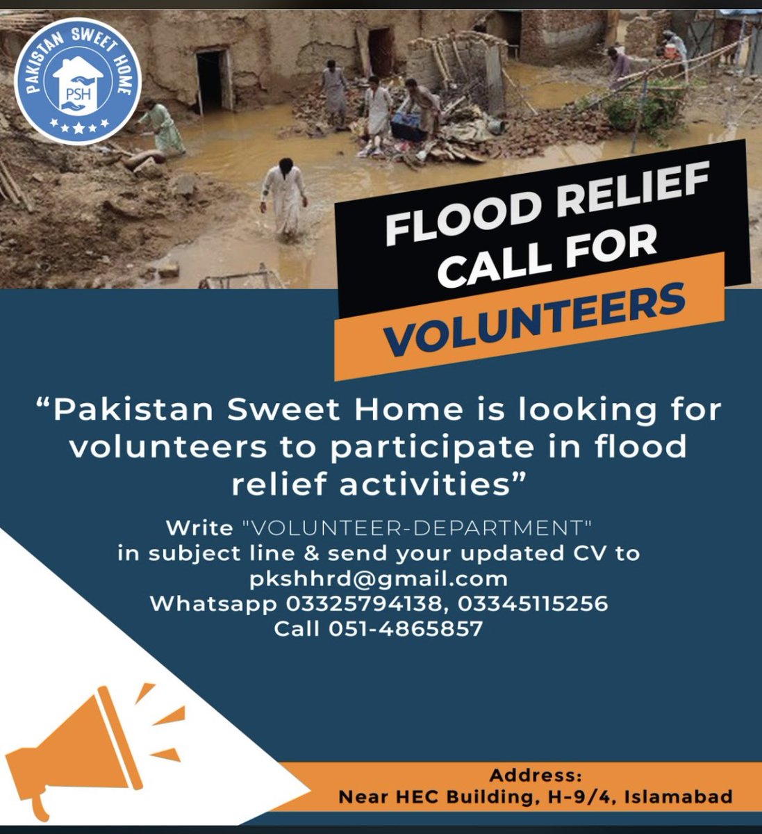 PSH__Official's tweet photo. Calling all the Volunteers for the flood camp. https://t.co/Oeh3F3P6UX