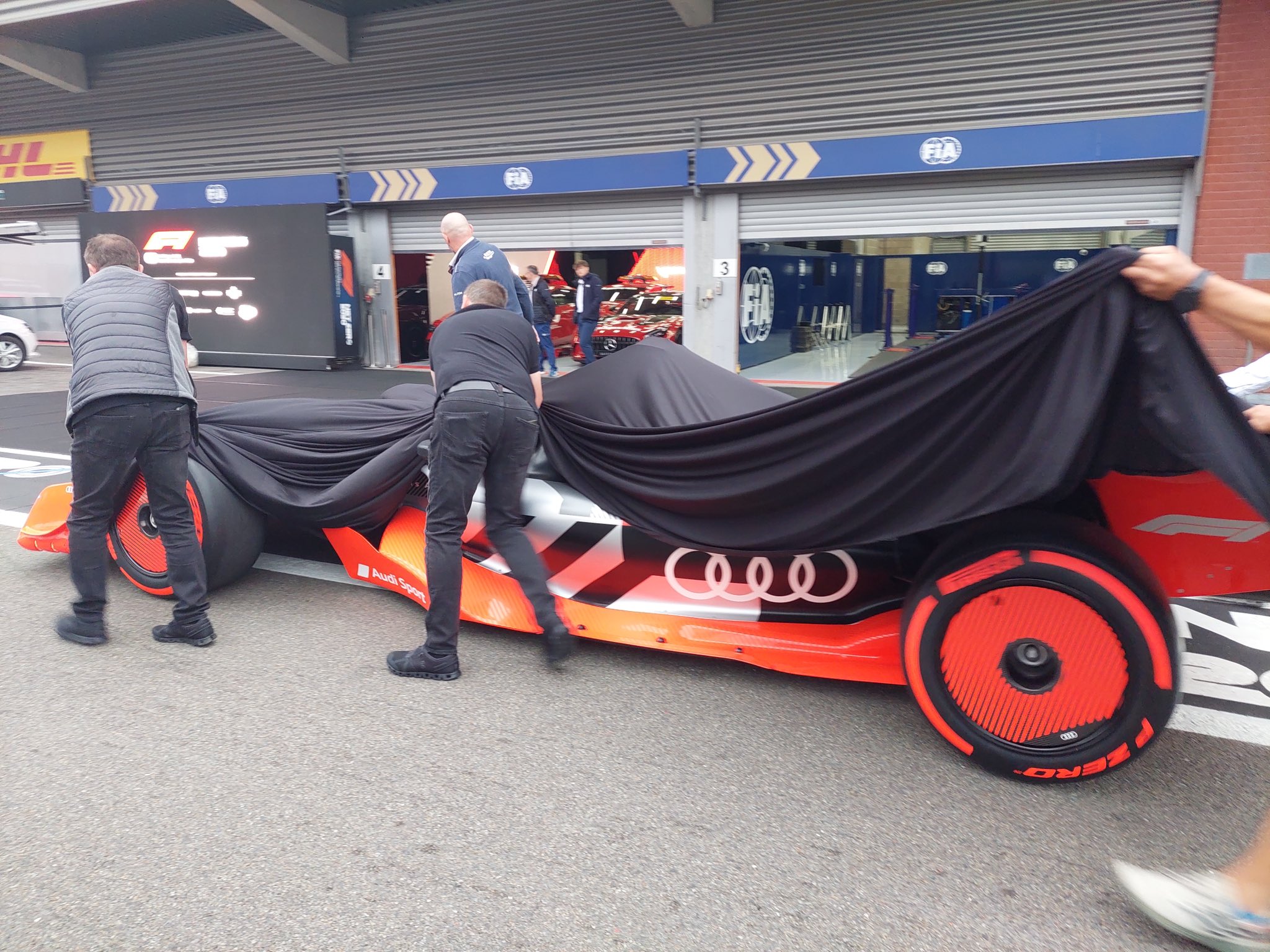 A sneak peek of Audi Sport’s F1 showcar at Spa. 