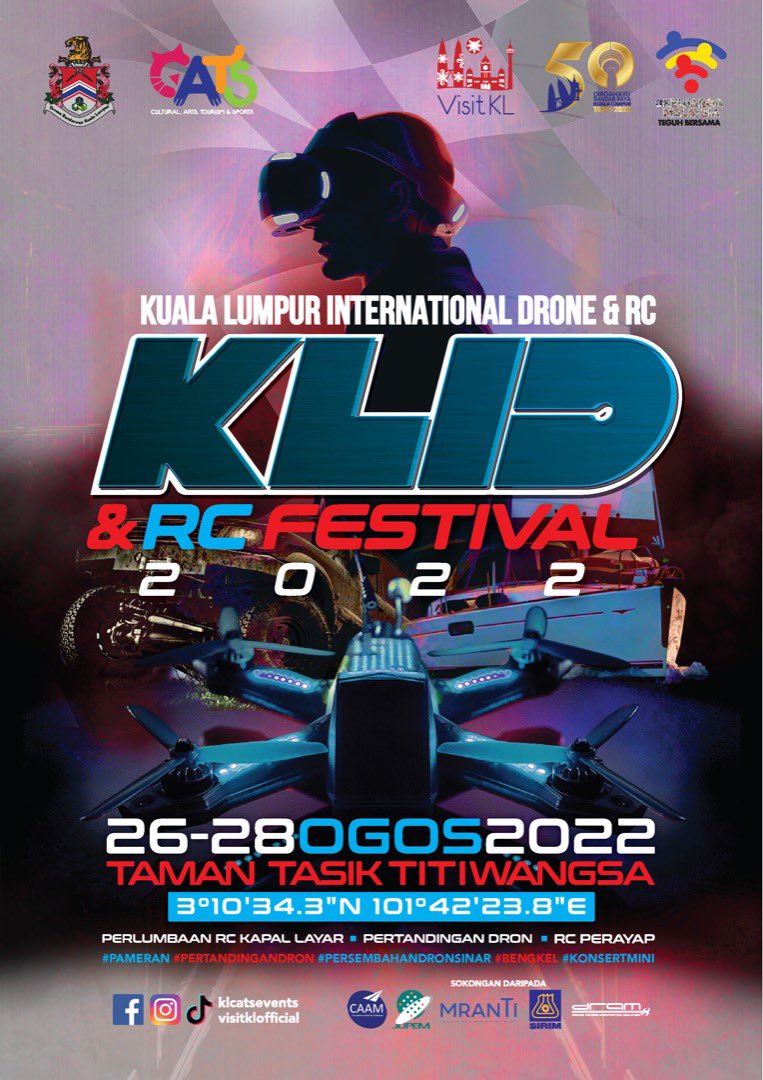 LNFrequency's tweet photo. KL International Drone & RC Festival 2022 // Saturday (27th August 2022) 9pm, Taman Tasik Titiwangsa // @LNFrequency featuring @ASYRFNSIR & @Aimanrocks95
Masuk percuma. Let's go
#DroneFest #KLID https://t.co/WBafYPAGrC