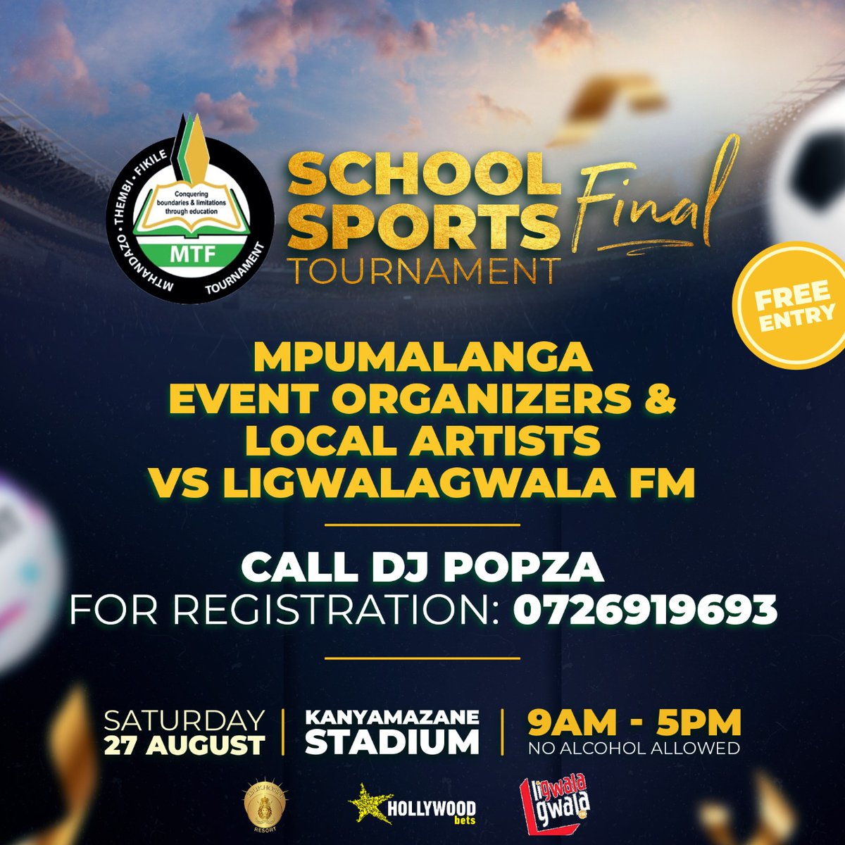 realMadumane's tweet photo. At Kanyamazane Stadium This #Sat27August22 For The Annual MTF School Sports Tournament & A #FreeEntryAfterParty featuring the talk of town @BigZulu_ZN @MrCashtime @KwestaDaKAR @drmalinga Come Witness Them Dissing Each Other & Me As A Referee😎 #150Bars #OmegaFreeStyle #Quantham https://t.co/qDdcL9wfTO