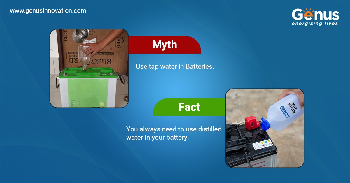 GenusInnovation's tweet photo. Still using tap water to top up your #batteries? Well, it’s a certifiable crime😉 and it’s best that you switch to #distilledwater and save your batteries from durability, and legal (just kidding 🤪) issues.

#inverterbatteries #powerbackup #powercutsolution #nopowercuts https://t.co/YFsj59JcVa