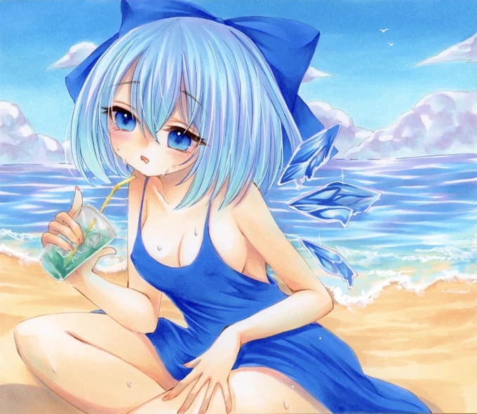 東方 夏チルノ溶けるーー…#コピック #illustration #イラスト #東方Project 