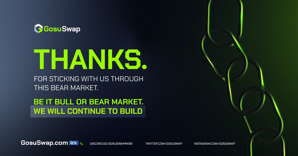 Be it Bull or Bear market.
We will continue to build and find ways to provide you convenient and safe platform tailor-made for traders and #NFT collectors. 🚀

We’re here to build and #support all grinding creators out there, feel free to tag us in your awesome #projects. 💡