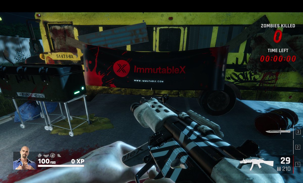 Immutable's tweet image. Grab your weapons cause the @undeadblocks tournament is officially live!

IMX MP5 Massacre Tourney deets:
🗓️Starting today, 26 to 28 August
🏆$10,000 prize pool
🏆Top 2,500 entrants win prizes

Download beta ➡️ Wagyu.io 

No NFT / crypto wallet is required to enter