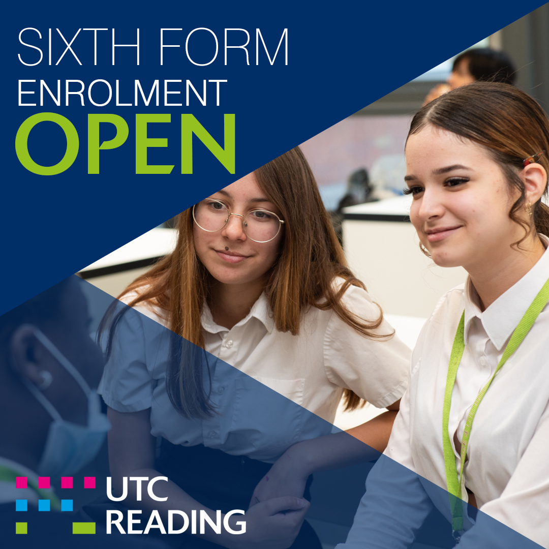 UTCReading's tweet photo. We are open 9am-4pm TODAY to enrol into our Sixth Form. Don’t miss out! If you’re considering joining us, we will be able to talk your through options and give you any guidance you may need😁 https://t.co/v4tjH8zVVn