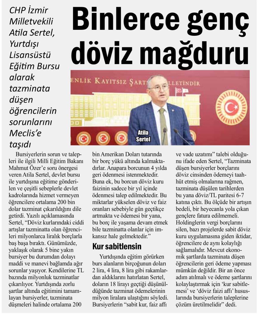 AtillaSertell's tweet photo. Yurtdışı Lisansüstü Eğitim Bursu alan ve tazminata düşen öğrenciler; faiz affı, sabit kur ve vade uzatımı bekliyor. 200-300 bin dolarları bulan tazminatlar konusunda Milli Eğitim Bakanlığı çözüm sunmalıdır. 

🗞Yeni Bakış
🗞Yenigün
🗞Yeniyol https://t.co/GKEYabeZZ7