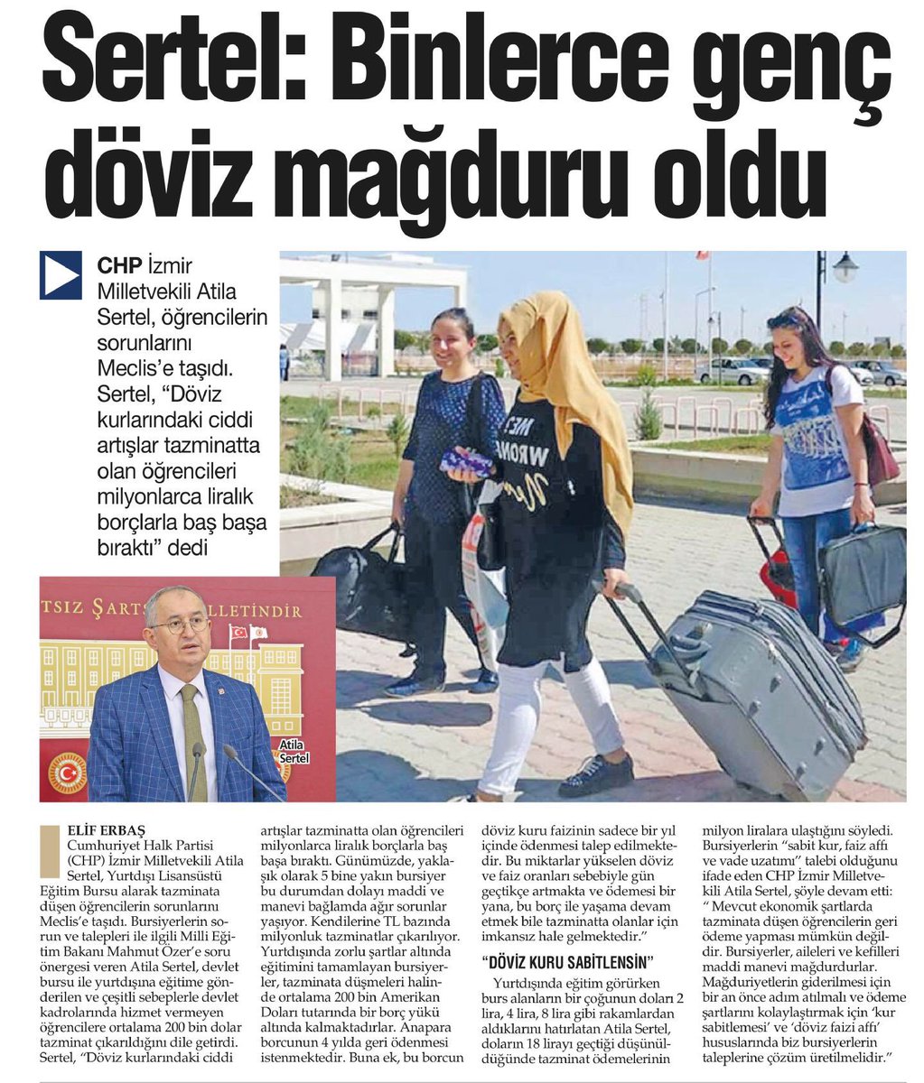 AtillaSertell's tweet photo. Yurtdışı Lisansüstü Eğitim Bursu alan ve tazminata düşen öğrenciler; faiz affı, sabit kur ve vade uzatımı bekliyor. 200-300 bin dolarları bulan tazminatlar konusunda Milli Eğitim Bakanlığı çözüm sunmalıdır. 

🗞Yeni Bakış
🗞Yenigün
🗞Yeniyol https://t.co/GKEYabeZZ7
