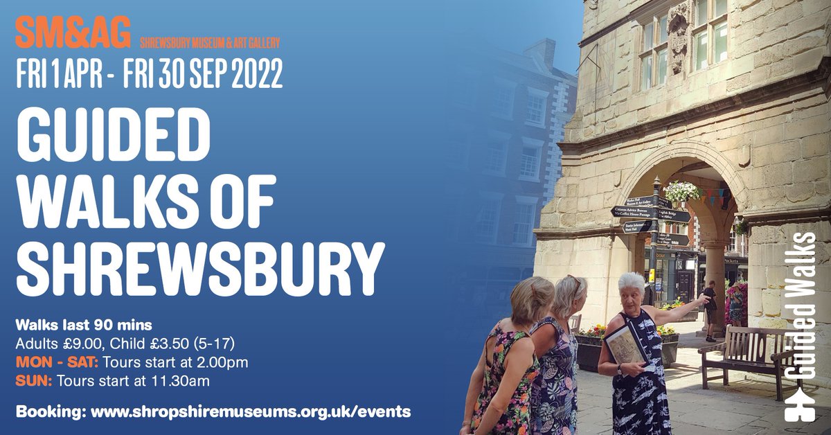 shrewsmuseum's tweet photo. Try a #Walking #Tour of #Shrewsbury this #BankHolidayWeekend!
Meet under the #OldMarketHall 
Mon - Sat 2pm
Sun 11.30am
https://t.co/V0ltOwVXN0
#HistoricTown #Architecture #Shropshire #GuidedTours
@WhatsOnShrops @visitshrop @MyShrews @OriginalShrews @ShrewsburyTC @ShropCouncil https://t.co/rtc5OFn0qN