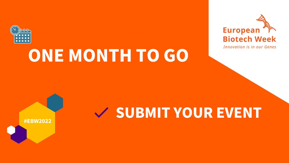 biotechweek's tweet photo. ๐ธ JUST ONE MONTH to #EuropeanBiotechWeek2022! ๐
๐งฌ Are you joining us?
๐ธ Submit your event: ๐ https://t.co/Pec5gprgRi!
#EuropeanBiotechWeek #BiotechWeek #BiotechWeek2022 #EBW #BW #Biotech #Biotechnology #LifeSciences #EuropaBio https://t.co/G9FPHndH2b