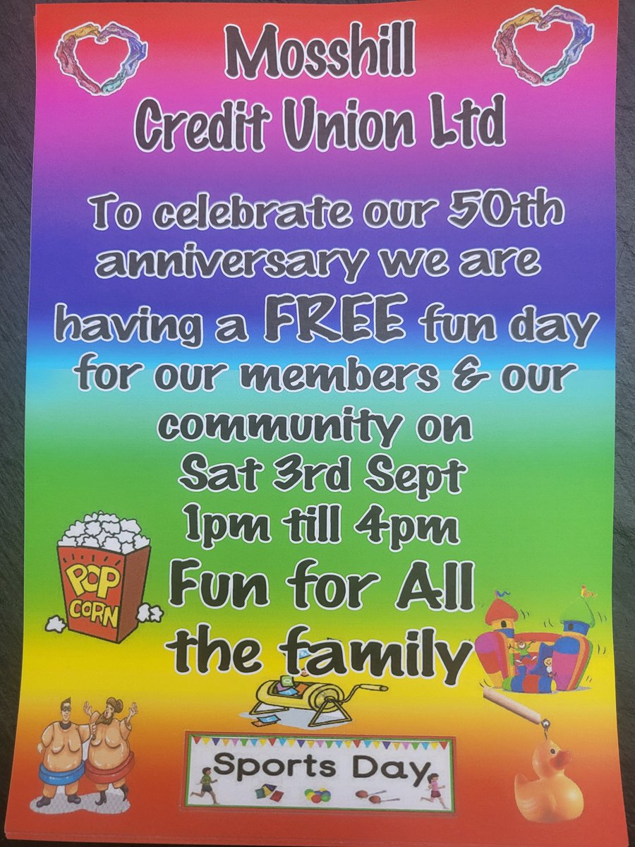 mosshillcu's tweet photo. To celebrate pur 50th year of serving our community we are having s fun day. Everyone is welcome. https://t.co/OOCZTdqSxs