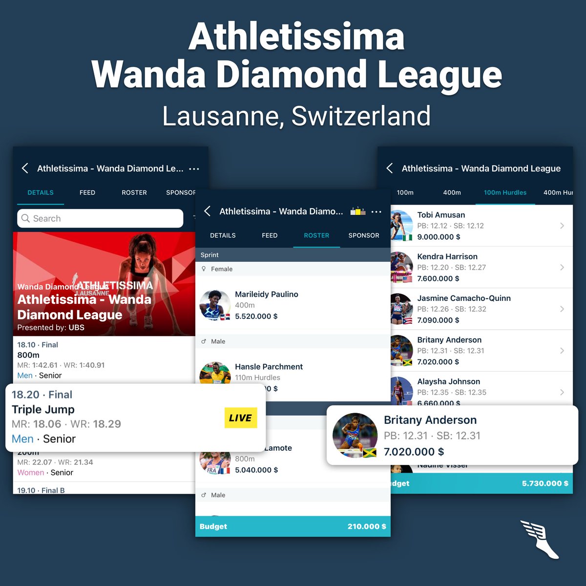 ROSTER ATHLETICS (@rosterathletics) on Twitter photo Get ready for <a href="/athletissima/">Athletissima</a>! Here's your chance to win a <a href="/LylesNoah/">Noah Lyles, OLY</a> signature relay baton! Just download the <a href="/RosterAthletics/">ROSTER ATHLETICS</a> app and play the fantasy game together with a global fan base for your chance to win.
#athletics #trackandfield #live #results #fantasy #DiamondLeague Get ready for <a href="/athletissima/">Athletissima</a>! Here's your chance to win a <a href="/LylesNoah/">Noah Lyles, OLY</a> signature relay baton! Just download the <a href="/RosterAthletics/">ROSTER ATHLETICS</a> app and play the fantasy game together with a global fan base for your chance to win.
#athletics #trackandfield #live #results #fantasy #DiamondLeague