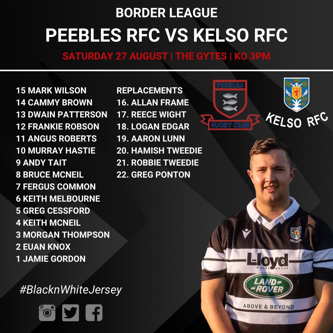 Here are your Kelso Sharks and Kelso 1st XV squads for this weekends fixtures. 

Best of luck to all players and coaches 👍 

⚫️⚪️ 

<a href="/LandRoverKelso/">Lloyd Land Rover Kelso</a> 

#OneClub #OneCommunity