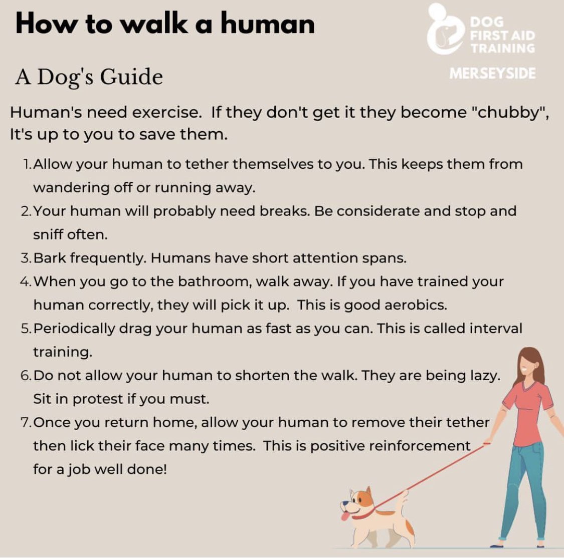 Dogfirstaidoxon's tweet photo. How to walk a human - a dog’s guide! 

#DogFirstAid #Oxfordshire #Berkshire #Buckinhamshire #Midlands https://t.co/Ep48sv83Qo
