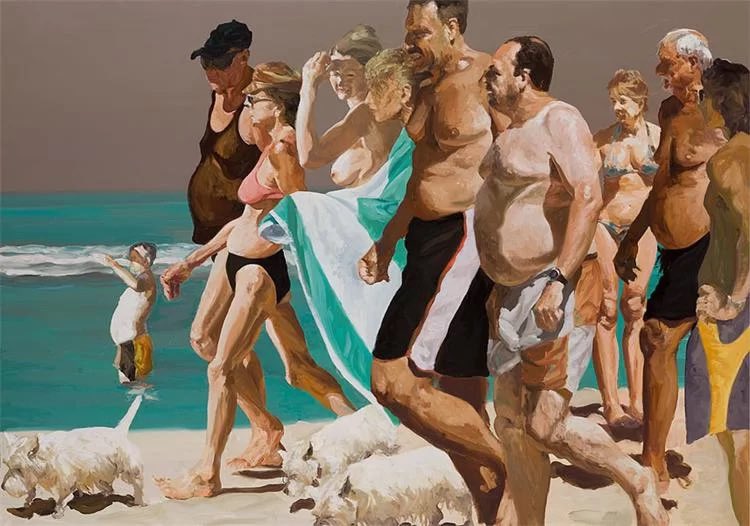 FrankMalfitano's tweet photo. PAINTING OF THE DAY: SCENES FROM LATE PARADISE - THE PARADE, 2006 by #EricFischl #painting #contemporaryartist #AmericanArtist #beachscene #summer #2000s https://t.co/hVUb7XssYK
