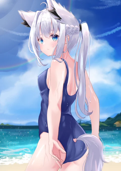 スク水フブキちゃん!#絵フブキ #白上フブキ  #ホロライブサマー 