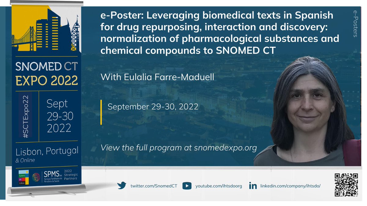 eulaliaMED_NLP's tweet photo. Presenting state of the art NLP advances by the Biomedical Text Mining Group at the Barcelona Supercomputing Center #SCTExpo22 #Impresenting #snomedct #NLP #naturallanguageprocessing https://t.co/a1ZEq6LHQI