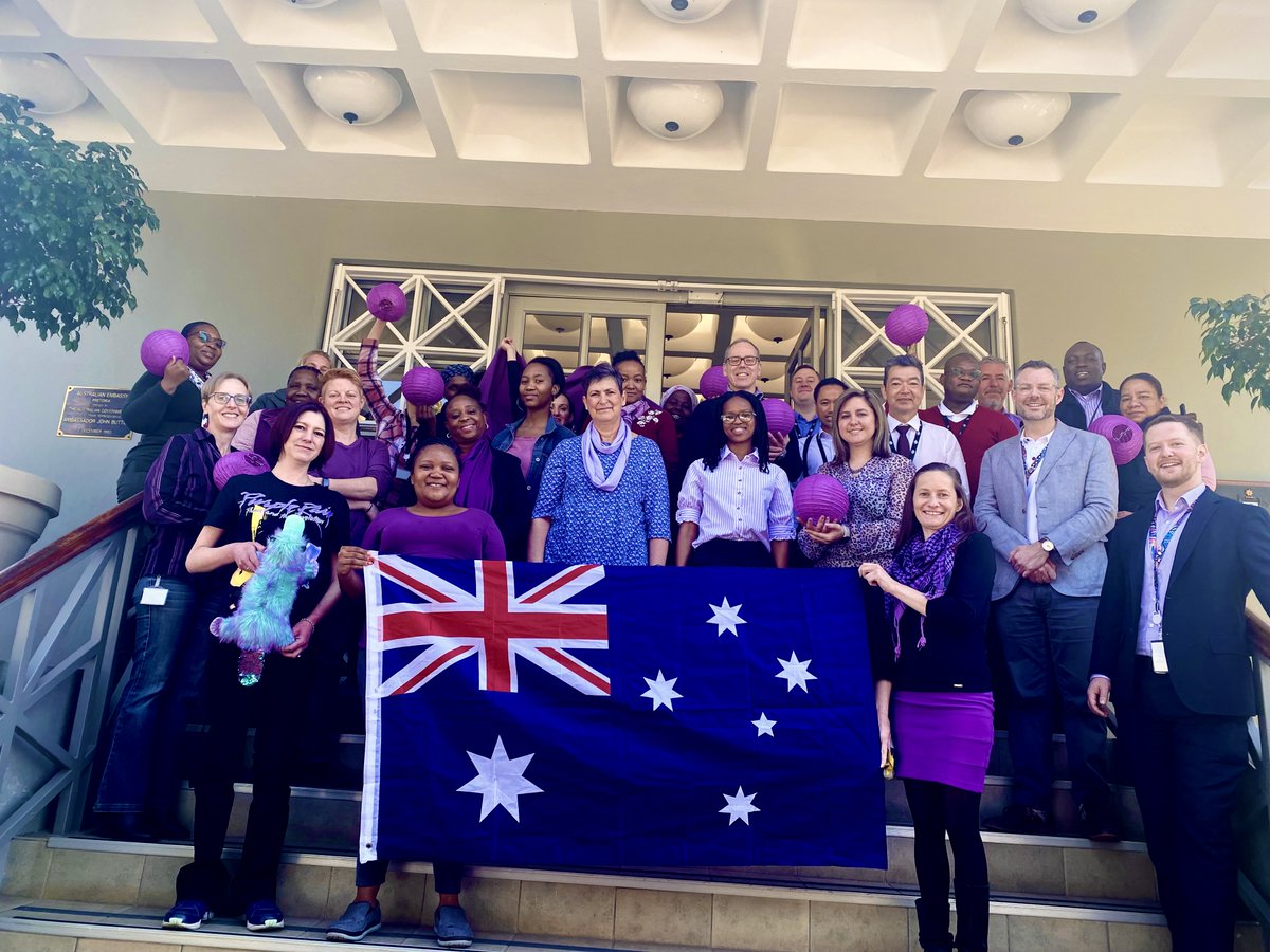 AuHCSouthAfrica's tweet photo. Today at the High Commission in πΏπ¦, we @WearitPurple to show our support for #LGBTIQ+ young people across Australia and around the world.
Our Direct Aid Program supports @GALAarchives, which details history, culture and experiences of LGBTIQ+ South Africans.
#WIPD22 #WIPD2022 https://t.co/Zcclk4VBST