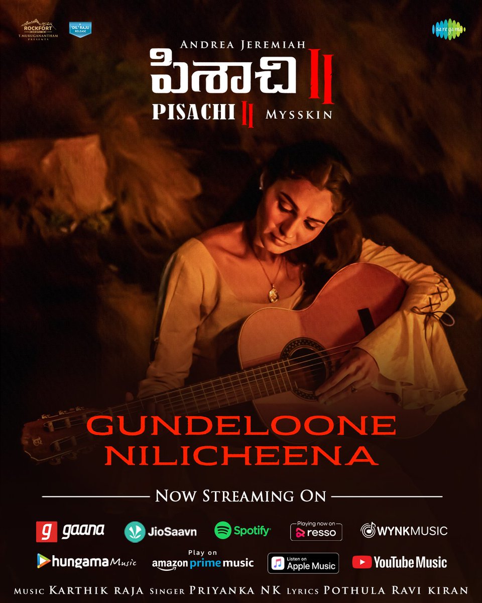 vamsikaka's tweet photo. #Gundeloonenilicheena, the soothing melody song from #Pisachi2 is now available on all streaming platforms!
Click here▶️ https://t.co/hWlQxfxOq8…
🎹 #KarthikRaja
🎙️ @PriyankaNKOffl
✍️ #PothulaRavikiran
@Rockfortent @DirectorMysskin @andrea_jeremiah @VijaySethuOffl https://t.co/1uCVZKOwxV