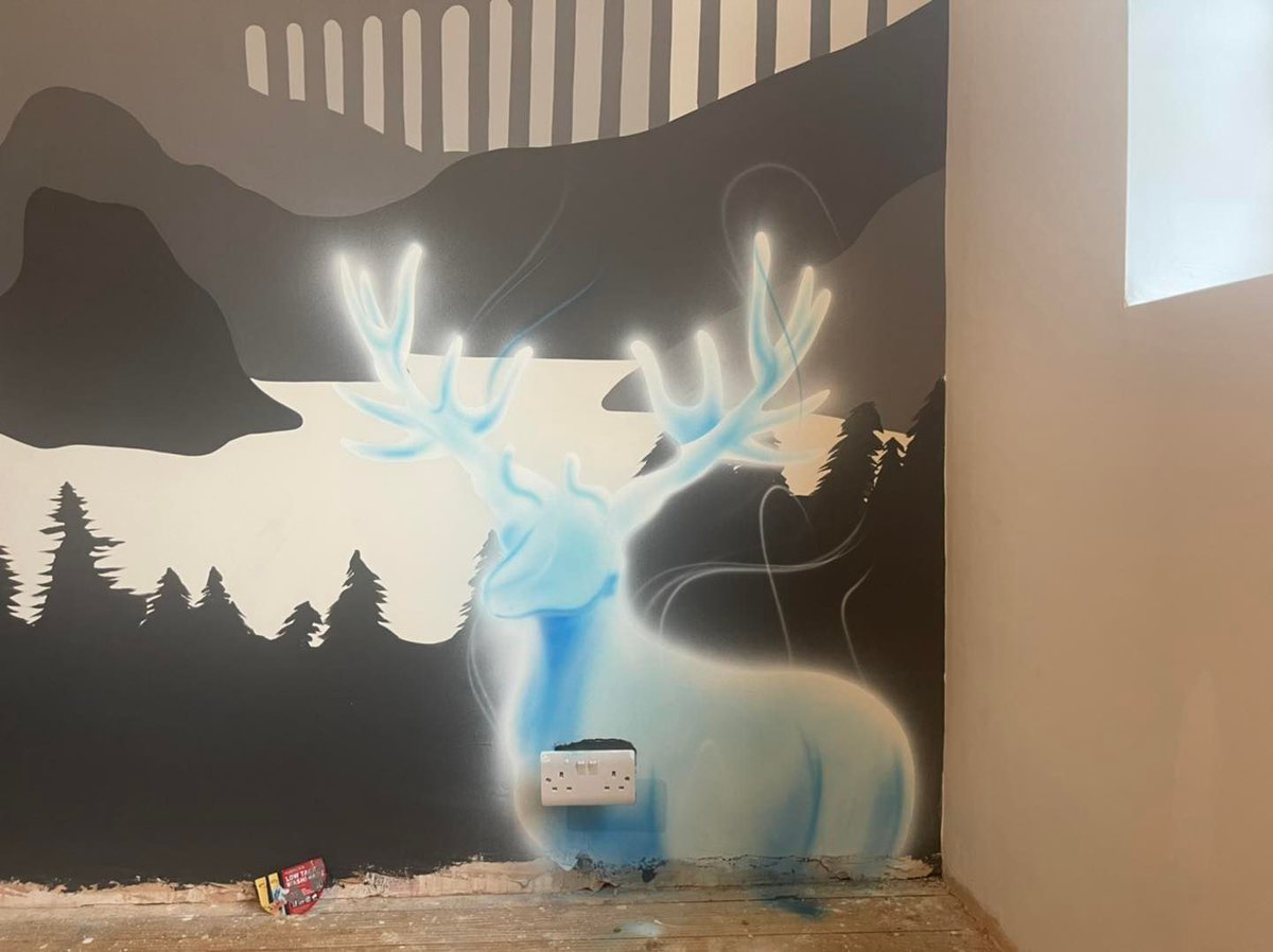 Creativemuraluk's tweet photo. Harry potter themed nursery painted at Dronfield
We painted the Hogwarts castle in a range of greys using a popular image.
#harrypotter #johnstones #tesa #creative #murals #portraits https://t.co/JKDYHUFsIf