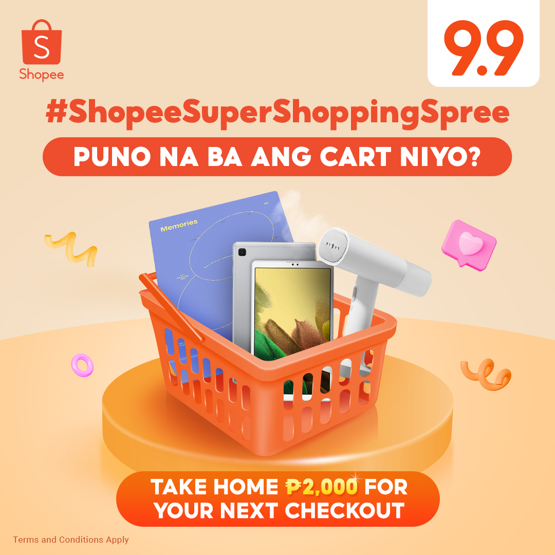 ShopeePH's tweet image. 📱 ₱2,000 SHOPEEPAY GIVEAWAY 📱

Umaapaw na ba ang items sa cart mo? Take home our cash prize with these steps: 
1. Follow us &amp;amp; retweet this post
2. REPLY one item from your cart + #ShopeeSuperShoppingSpree

More replies, higher chances of winning!

T&amp;amp;Cs: shp.ee/cuaje5p