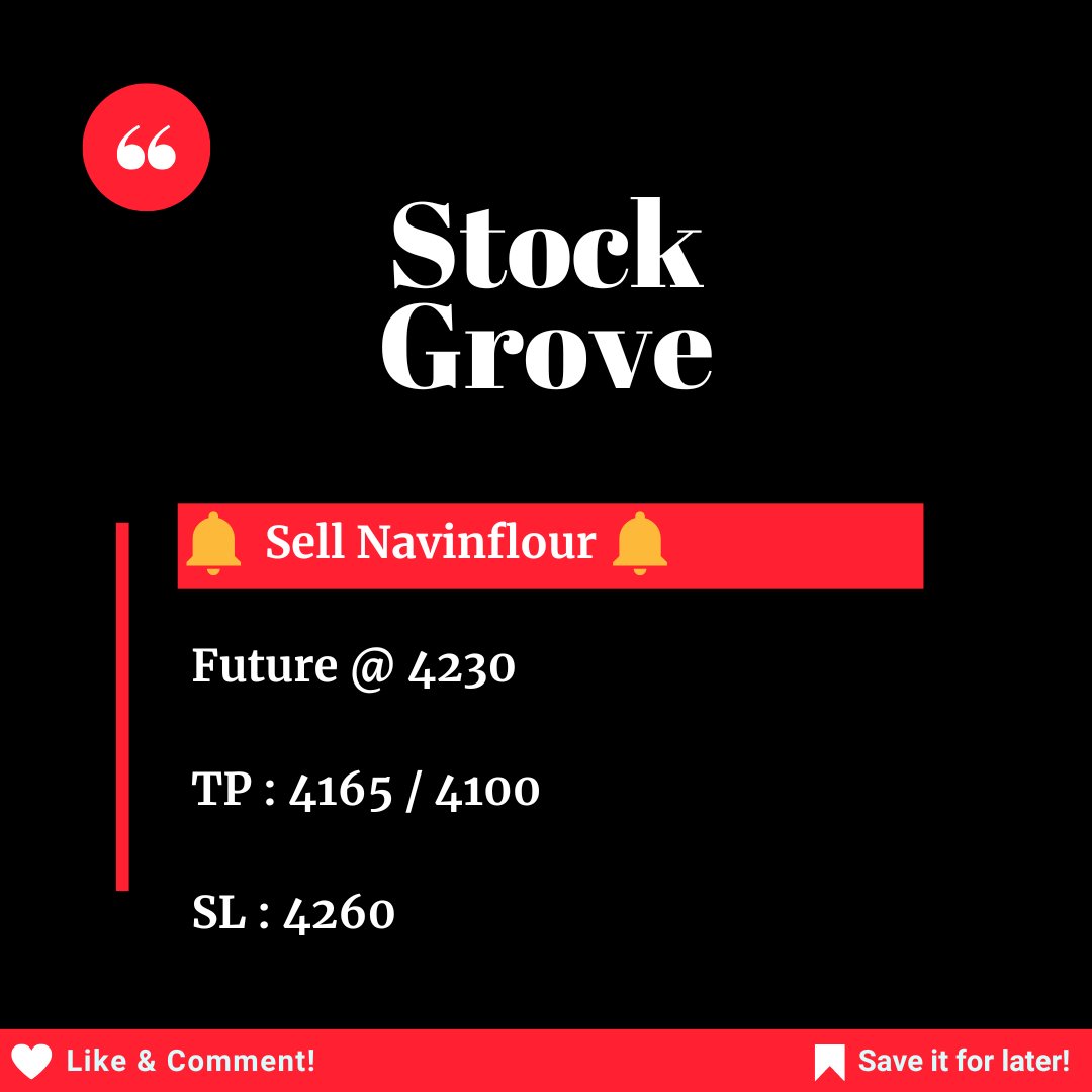 SELL NAVINFLOUR

#nifty #nifty50 #sensex #sharebazar #Stockgrove #stockmarket #nse #bse #sharemarket #markrt #cnbcawaaz #cnbc #bank #banknifty #weekly #learn #trading #daytrader #dalalstreet #mumbai #investor #wealth #india #wealth #chart #pattern #instagram #nyse #hdfc #reliance