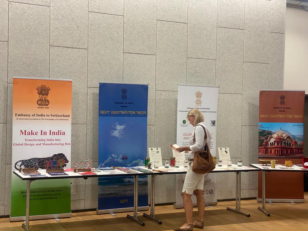 To promote Tourism, Investment, Manufacturing and Export in India, Embassy set-up exhibition and lounges of Incredible India, #MakeInIndia, Yoga &amp; Ayurveda, TRIFED, Khadi, Tea and Coffee followed by short films and presentations during the “Incredible India Festival” in Zurich