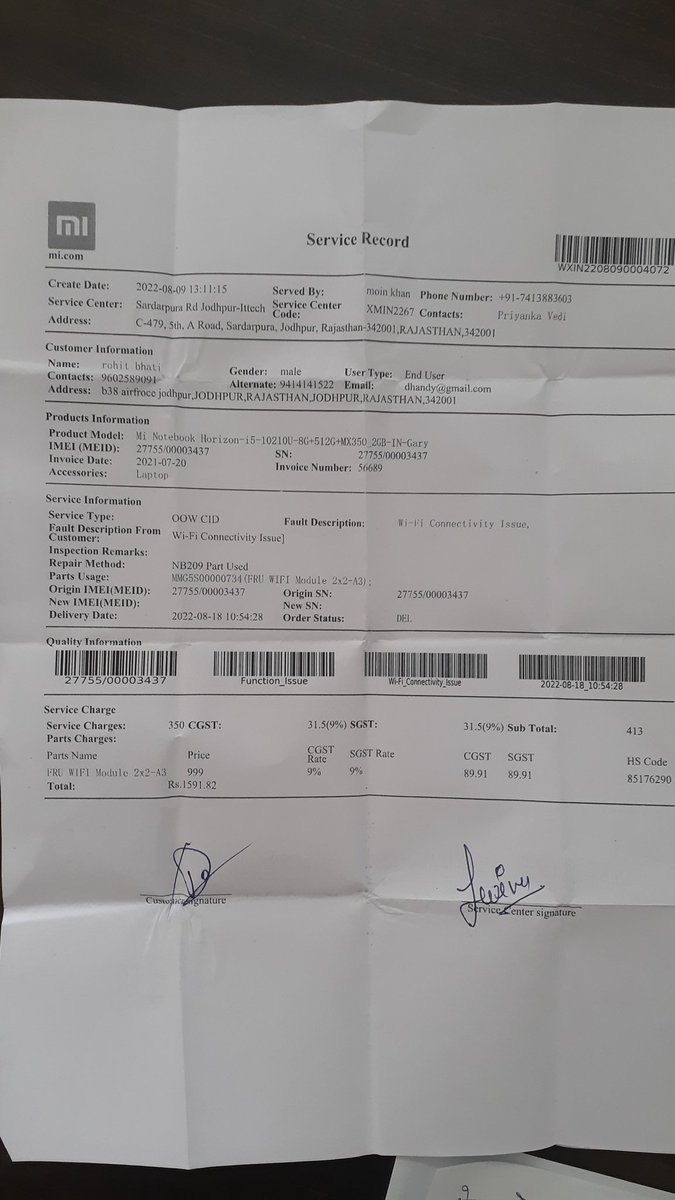 rohitbhati_'s tweet photo. @Xiaomi after paying to this still the problem is same company is only charging the money and my laptop was in warranty period but they don't know that how my work is suffering because of xiaomi laptop https://t.co/Hl9wus4JMd