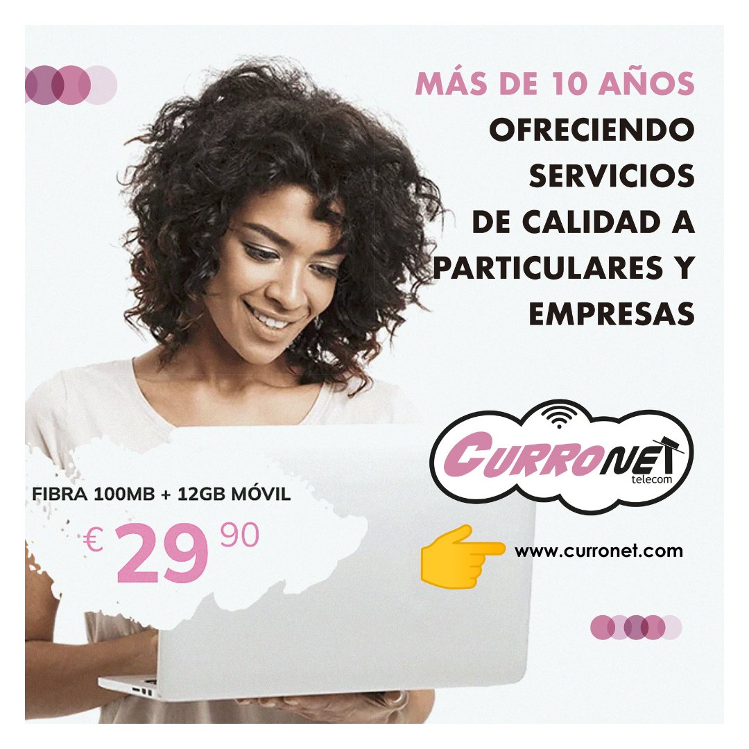 📲Elige tu plan …
Para tu oficina o tu casa,  #internet al mejor precio y cobertura. 
⭕️Infórmate ahora tarifa y   #ofertas que te  ofrece  nuestra empresa asociada Curronet Telecom.
👉curronet.com
 📞 955 44 20 05   📧info@curronet.com
  #fibra #centralitas #empresas