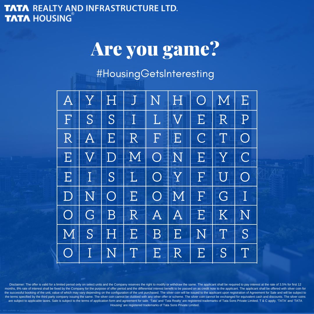 tata_housing's tweet photo. Mid week blues may have left you bored,
But INTERESTING things lie across the board.
Can you find all the words? Show us in the comments that you're a worthy wordsmith!
#TheGameGetsInteresting #HousingGetsInteresting #ItsInteresting #TataHousing #TataRealty https://t.co/qJilAVkO94