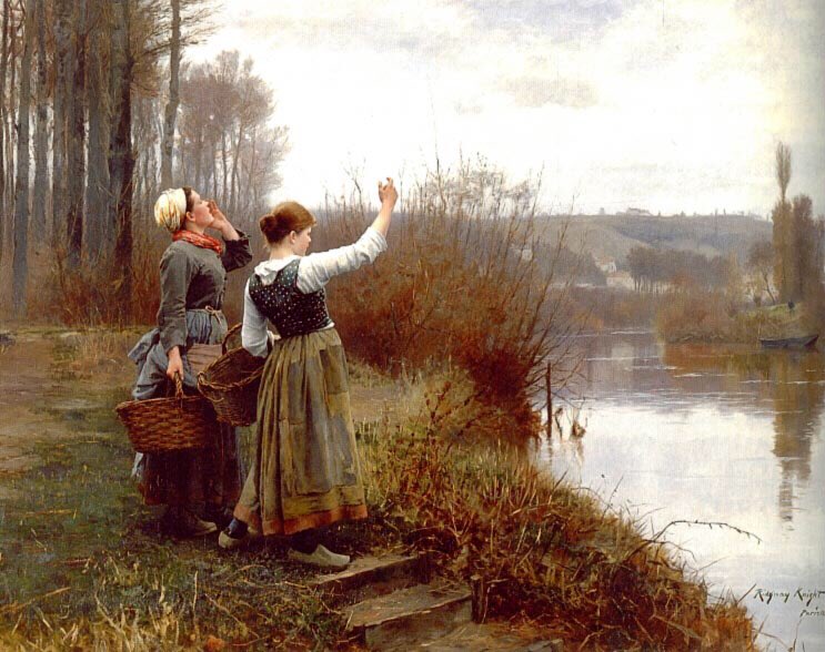 historiayarte_'s tweet photo. “Llamando al ferry” es una obra del pintor realista estadounidense Daniel Ridgway Knight creada en 1888. https://t.co/6EoX73SvQL