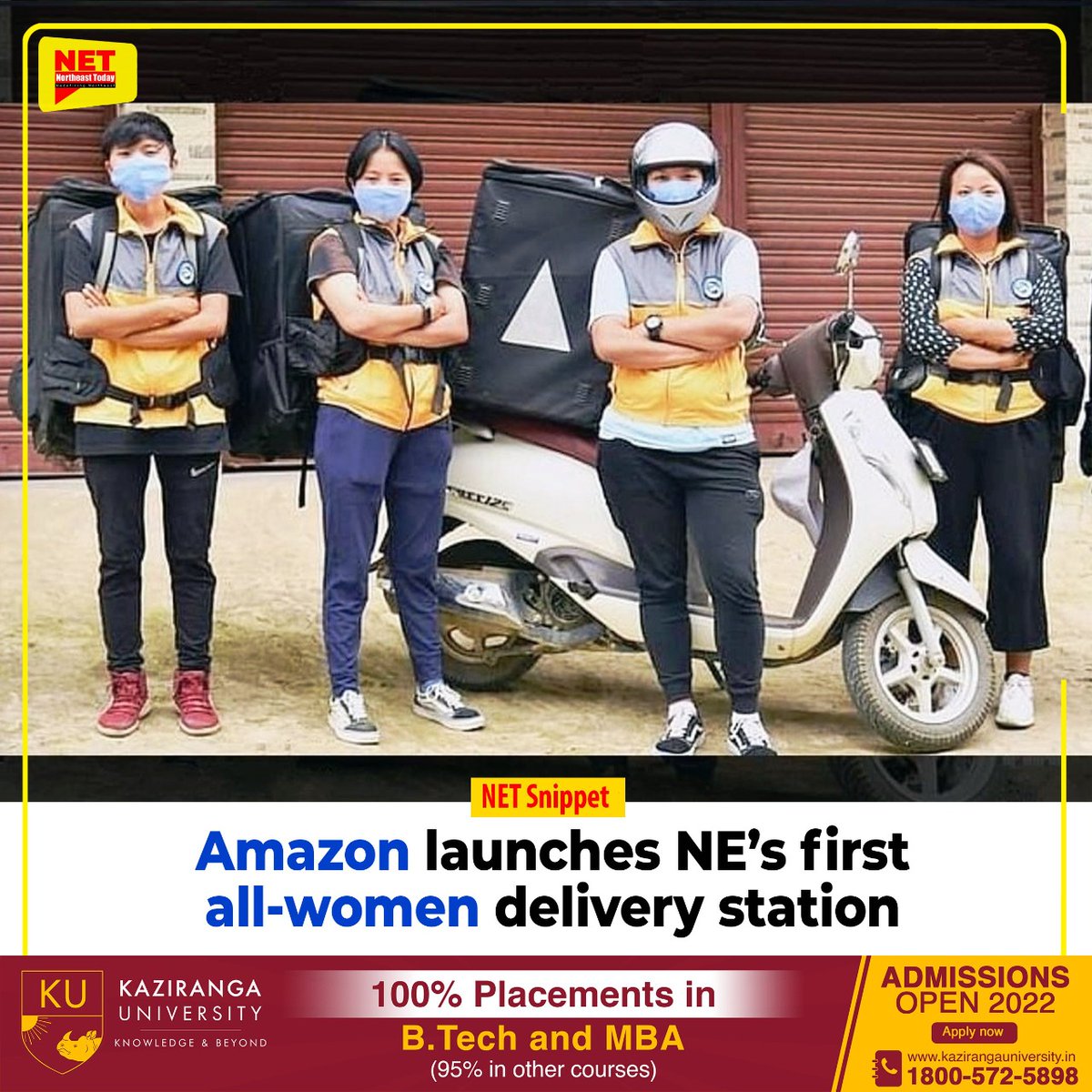 NortheastToday's tweet photo. #NetSnippet | In a bid to empower women with meaningful work opportunities, Amazon India on Thursday launched the Northeast’s first all-women delivery station at Champai in #Mizoram, near the Indo-Myanmar border.

@amazonIN

#women #deliveryservice #AmazonLogistics #Amazon https://t.co/aVznTeOUkJ