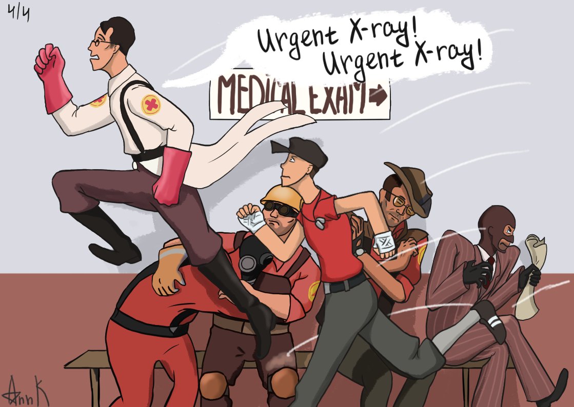 AnnK2013's tweet photo. #TeamFortress2 #TF2 #TF2fanart #tf2sniper #tf2medic  #tf2spy #tf2pyro #tf2engineer #tf2scout #tf2comics #savetf2 https://t.co/9hrDUe9HWE