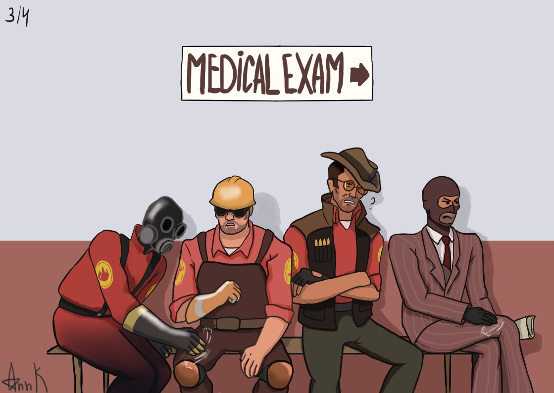 AnnK2013's tweet photo. #TeamFortress2 #TF2 #TF2fanart #tf2sniper #tf2medic  #tf2spy #tf2pyro #tf2engineer #tf2scout #tf2comics #savetf2 https://t.co/9hrDUe9HWE