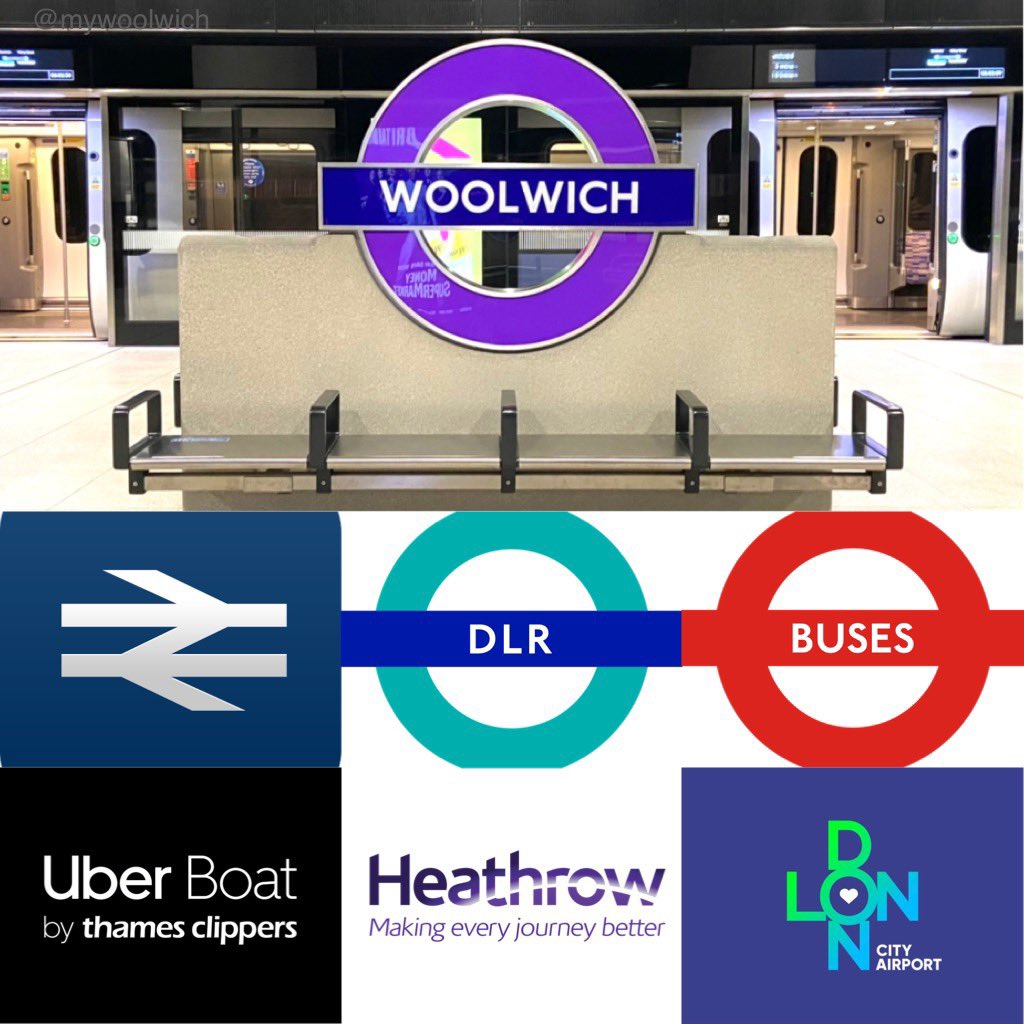MyWoolwich's tweet image. #Woolwich - the place to be / live now. One of THE most connected towns in #London:
1. #Crossrail #ElizabethLine
2. #NationalRail trains
3. #DLR
4. #ThamesClipper #UberBoats
5. Buses / Night buses
6. #LCY airport 7mins away, #LHR 56mins
#WoolwichRiverside #WoolwichUponThames