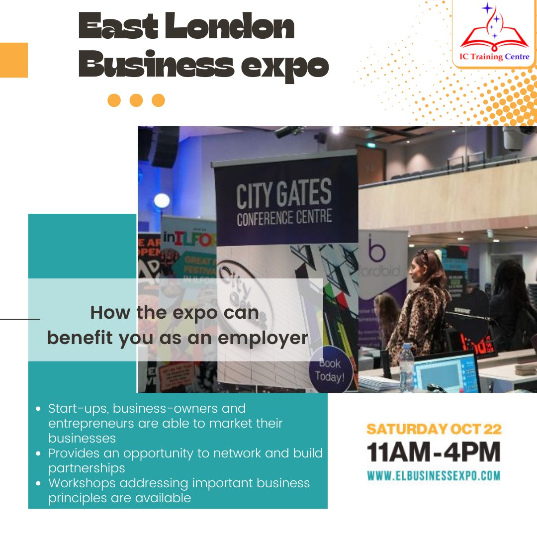 ICTraining_'s tweet photo. If you are an employer here are some reasons why you should consider joining us on the 22nd of October 2022 at the East London Business Expo.
Don't miss out on this opportunity!
#Eastlondon #Businessexpo #London #Jobshow #Career #Jobs #Apprenticeships #Ictraining https://t.co/iS0AizdckR
