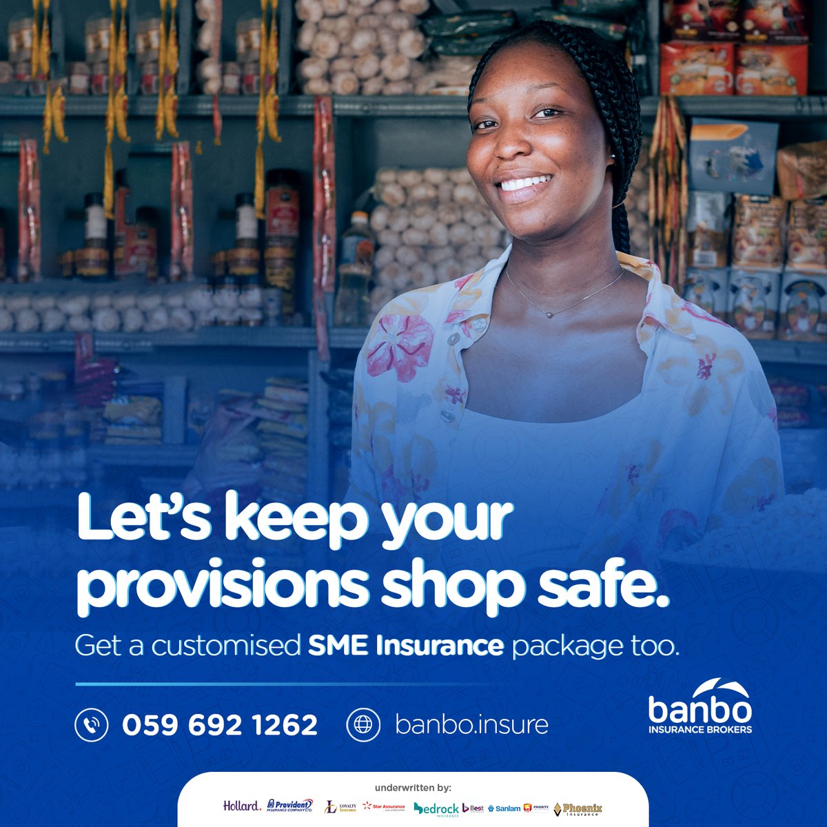Looking to insure your provision shop from any misfortune? Look no further than Banbo! We'll help you protect your business and secure your peace of mind.​

#InsuranceGhana #Insurance #InsuranceBrokersGh #InsuranceBrokers #InsuranceAdvisor #InsuranceCoverage #InsuranceTechnology