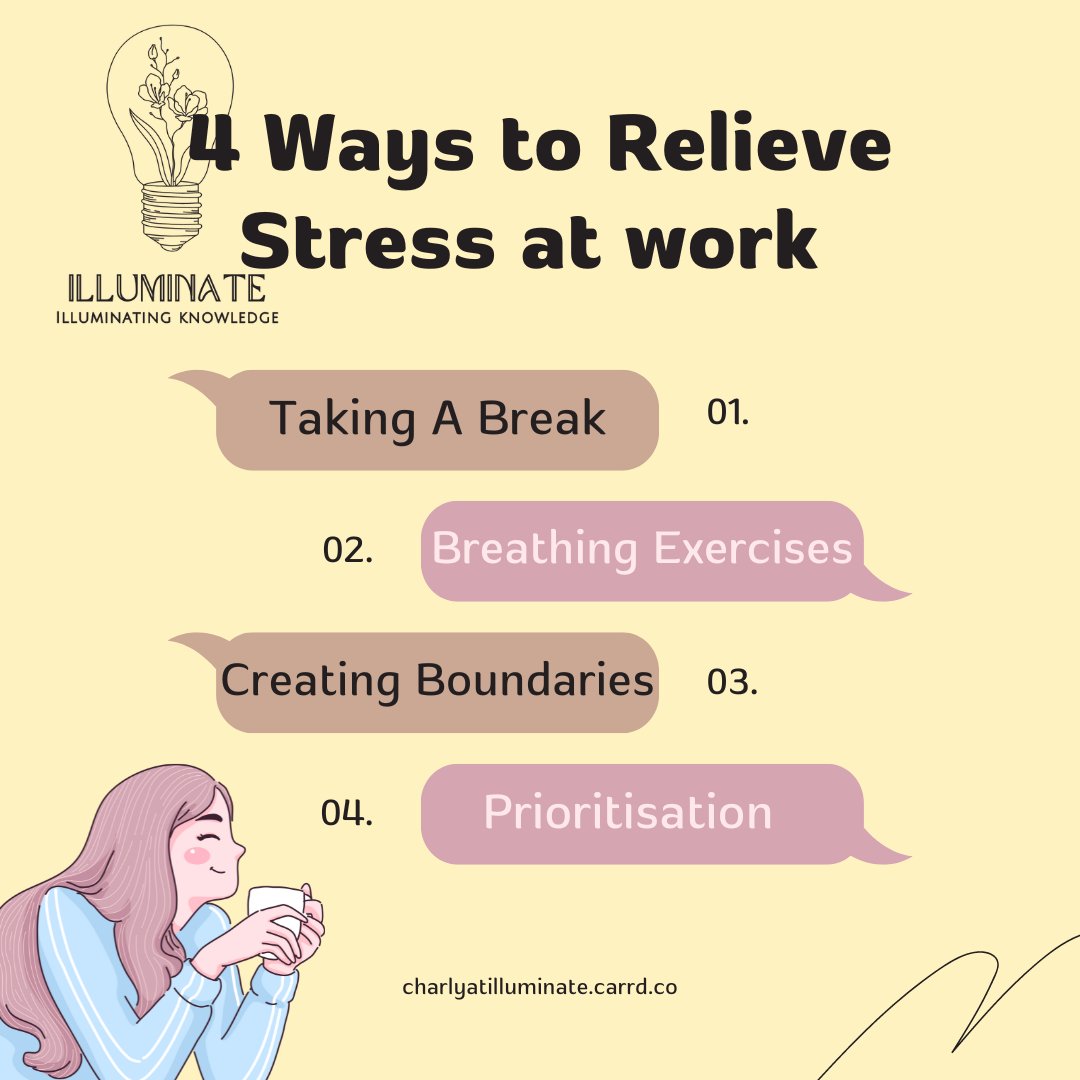 Lots of things can stress us out at work and often it's external influences that can make us feel that we need to constantly be working throughout the day. Here are a few healthy ways to relieve some stress throughout the workday that are more based in reality #stress #workplace