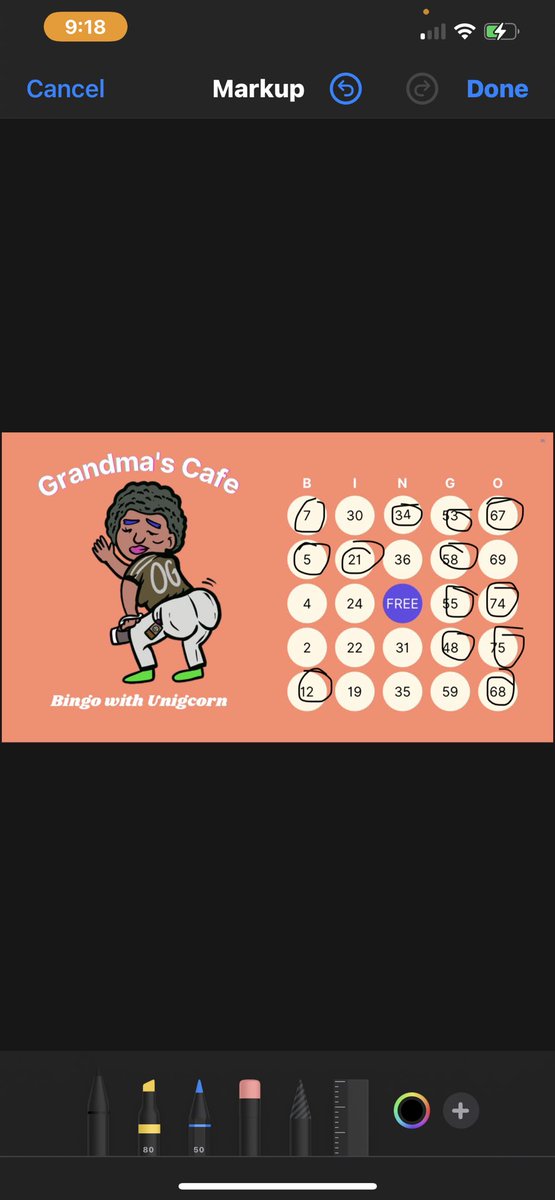 Cryptozay_'s tweet photo. @theunigcorn So close to #bingo #grandmacafe , somebody tell me how many combinations I could of had? https://t.co/yk4t57MD8p