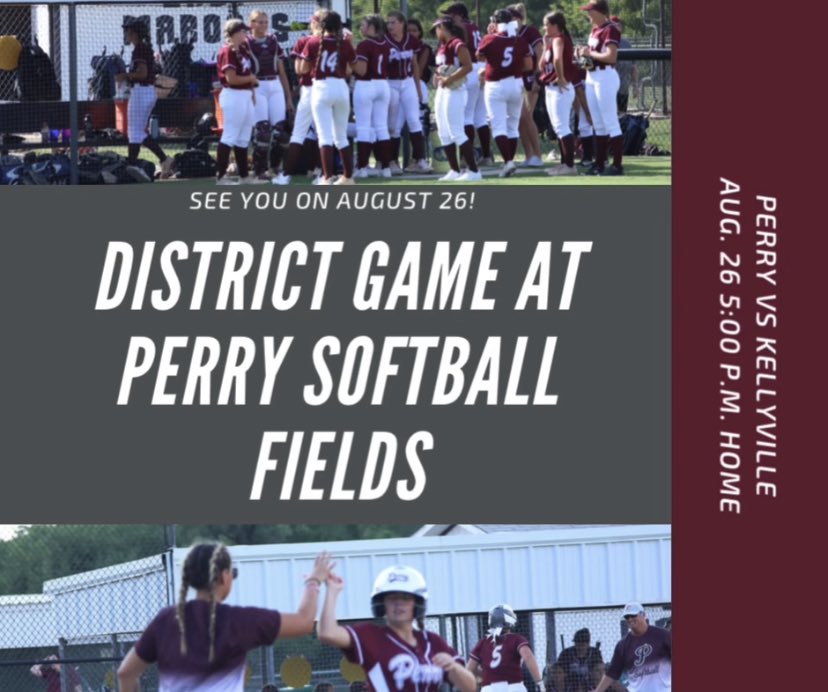 perry_schools's tweet photo. 🥎 TONIGHT: Softball vs. Kellyville 5:30 p.m. at home! Good luck, Lady Maroons!
#softball #okhs #perryok #oksoftball #gameday https://t.co/R40fmb7EHH