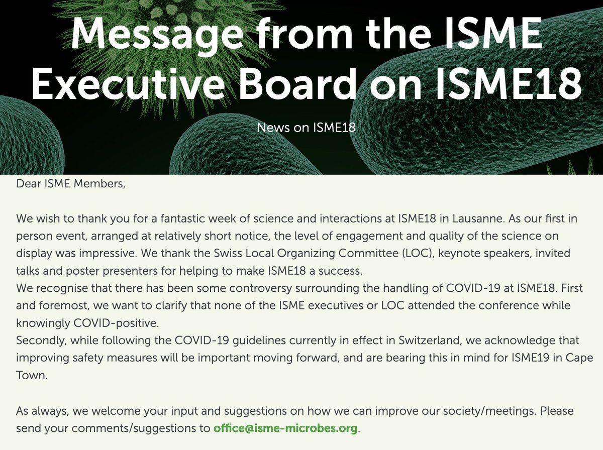 Check out @ISME_microbes message about #ISME18