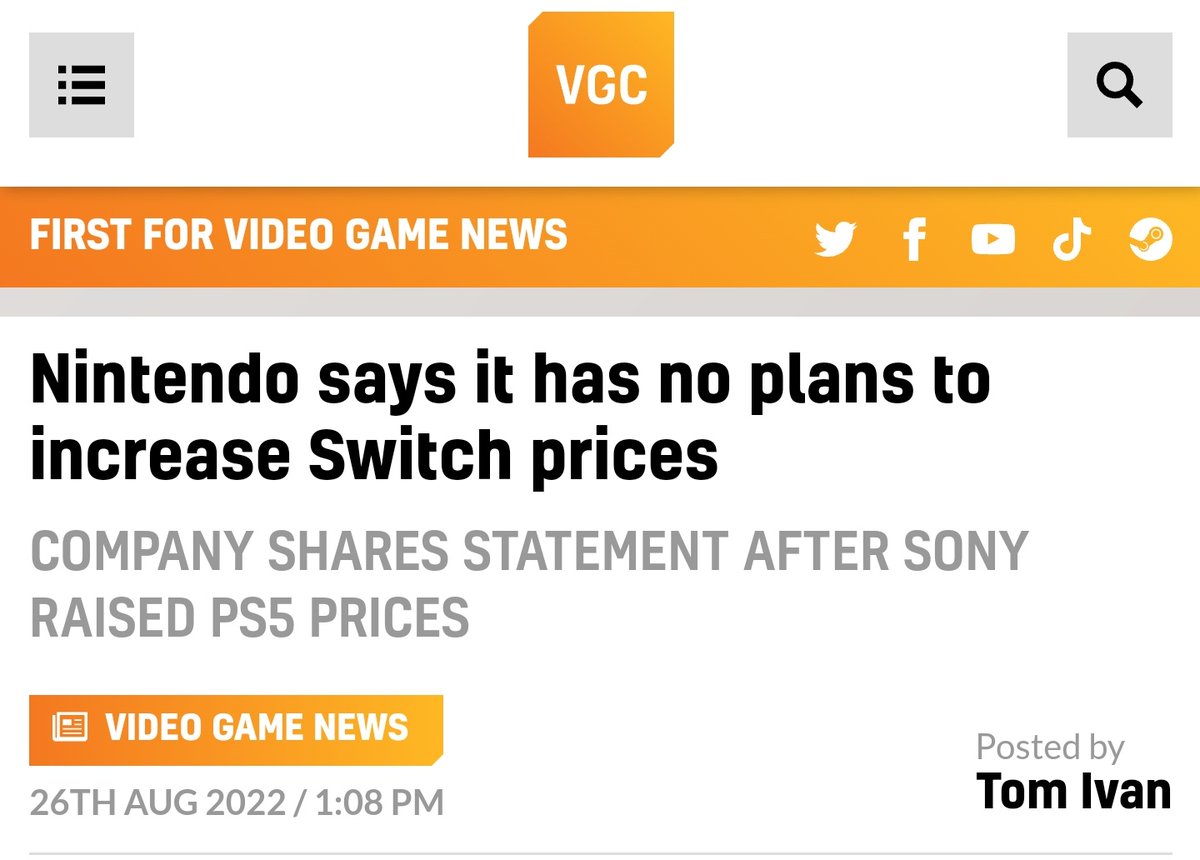 Colteastwood's tweet photo. Right now, Nintendo &amp; Xbox aren't passing the burden of inflation onto their customers. https://t.co/OEowpwF7Qv