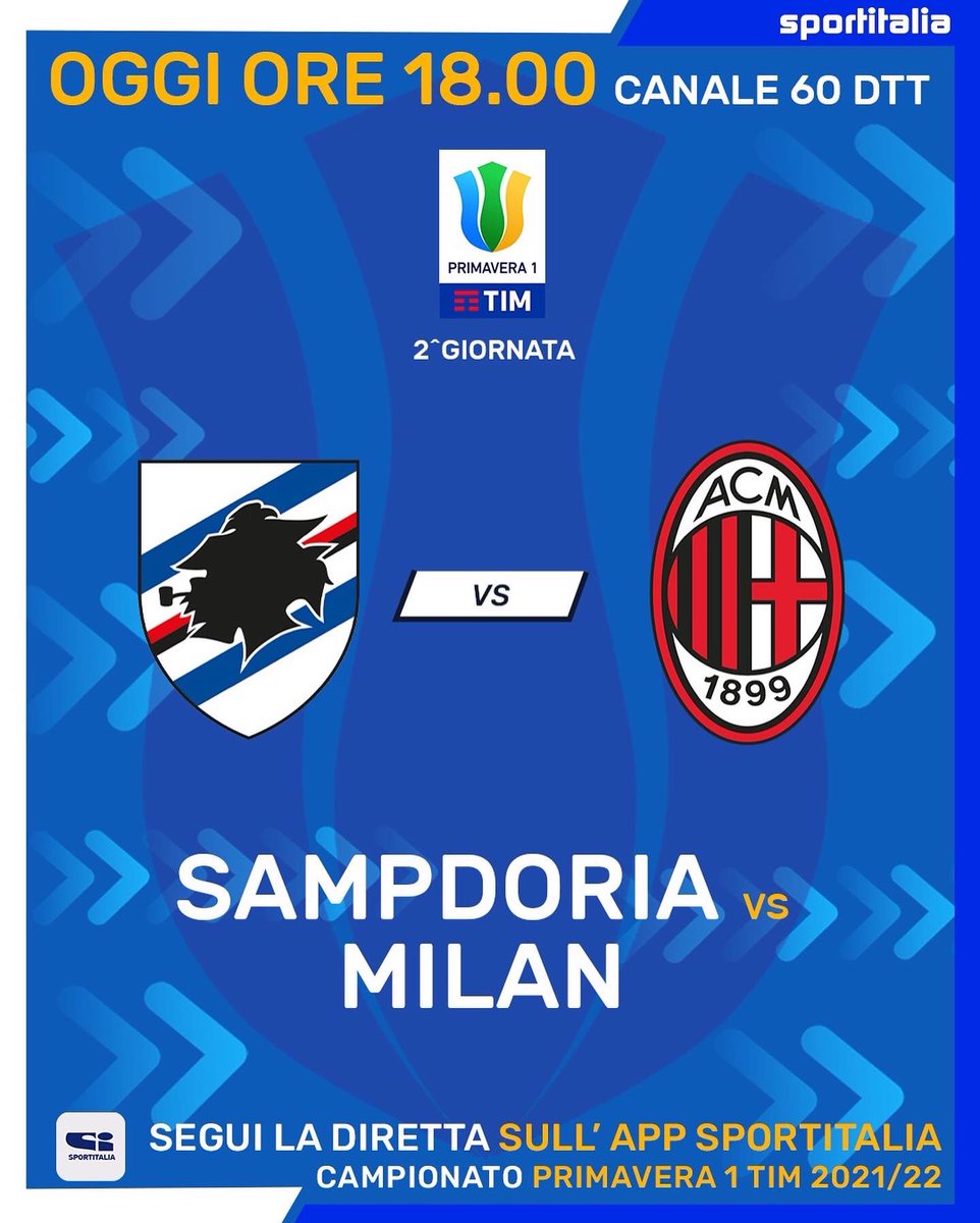 tvdellosport's tweet photo. โฝ๏ธ AL VIA LA 2^ GIORNATA
Pomeriggio ricco di #Primavera1 su #Sportitalia e su #Solocalcio, tutte le partite live in streaming anche sulla nostra app ๐ฒ
#Sportitalia https://t.co/lODlHQPJFh